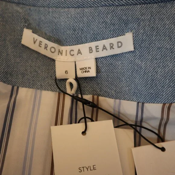 Veronica Beard Miller Dickey Blazer Denim Silver Crest Buttons Jacket Size 6 New - Picture 9 of 11